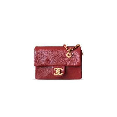 CHANEL MASTER MINI FLAP BAG GRAINED SHINY CALFSKIN & GOLD-TONE METAL AS5218 (17.5*13*6cm)